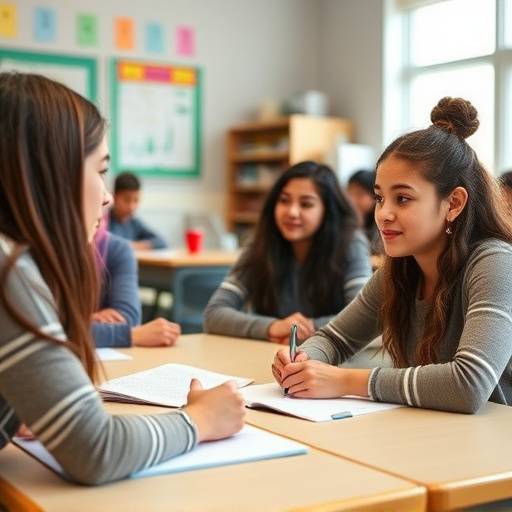 Students collaborating on interview preparation